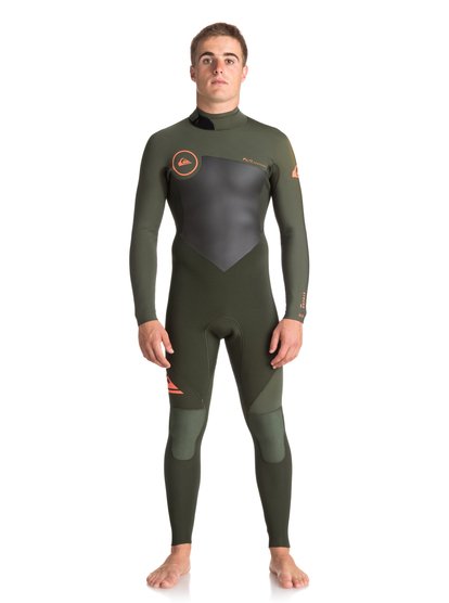 quiksilver, Гидрокостюм с молнией на спине 3/2mm Syncro Series, DARK IVY/ IVY/ SHRIMP PINK (xcgn) 3/2mm Syncro Series - Back Zip GBS Wetsuit for Men EQYW103037