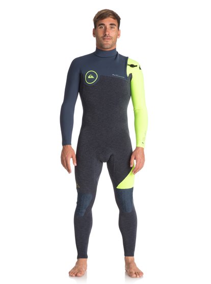 quiksilver, Гидрокостюм без молнии 3/2mm Highline Series, HEATHER SLATE/ SLATE/ SAFETY Y (xkbg) 3/2mm Highline Series - Zipperless Wetsuit for Men EQYW103050