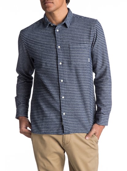 quiksilver, Рубашка с длинным рукавом Crossed Tide Flannel, DK DENIM CROSSED TIDE STRIPE (brq3) Crossed Tide Flannel - Long Sleeve Shirt for Men EQYWT03529