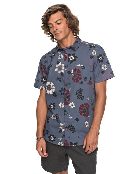 quiksilver, Рубашка с коротким рукавом Sunset Floral, VINTAGE INDIGO SUNSET FLORAL S (byl6) Sunset Floral - Short Sleeve Shirt for Men EQYWT03634
