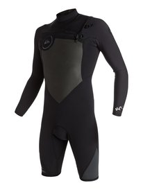 quiksilver, Короткий мужской гидрокостюм с длинным рукавом и нагрудной молнией Syncro 2/2mm, BLACK (kvj0) Syncro 2/2mm - Chest Zip Long Sleeve Springsuit EQYW403002