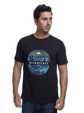 quiksilver, Camiseta Manga Curta Regular Fit Outer Hacka Quiksilver, TRUE BLAK / BALTIC BLUE (blk) QK CAM BAS M/C OUTER HACKA BR61114415