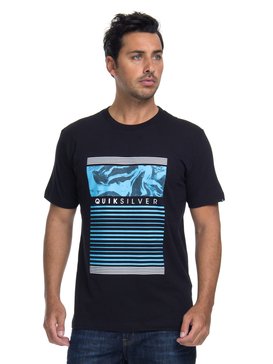quiksilver, Camiseta Manga Curta Regular Fit Big Stripes Quiksilver, TRUE BLAK / BALTIC BLUE (blk) QK CAM BAS M/C BIG STRIPES BR61114483