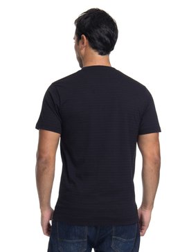 quiksilver, Camiseta Manga Curta Slim Fit Slim Strip Quiksilver, TRUE BLAK / BALTIC BLUE (blk) QK CAM ESP M/C SLIM STRIP BR61142855