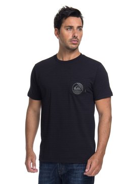 quiksilver, Camiseta Manga Curta Slim Fit Slim Strip Quiksilver, TRUE BLAK / BALTIC BLUE (blk) QK CAM ESP M/C SLIM STRIP BR61142855