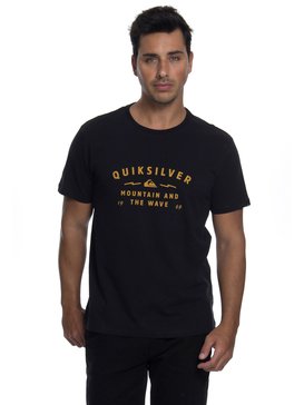 quiksilver, Camiseta Manga Curta Slim Fit Spacer Facer Quiksilver, TRUE BLAK / BALTIC BLUE (blk) QK CAMISETA ESP M/C SPACER FACER BR61142888