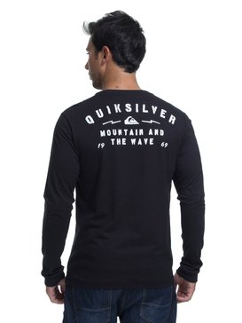 quiksilver, Camiseta Manga Longa Regular Fit Spacer Facer Quiksilver, TRUE BLAK / BALTIC BLUE (blk) QK CAMISETA M/L SPACER FACER BR61171228