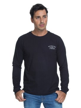 quiksilver, Camiseta Manga Longa Regular Fit Spacer Facer Quiksilver, TRUE BLAK / BALTIC BLUE (blk) QK CAMISETA M/L SPACER FACER BR61171228