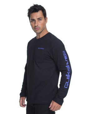 quiksilver, Camiseta Manga Longa Regular Fit Omni Hazard Quiksilver, TRUE BLAK / BALTIC BLUE (blk) QK CAM ESPECIAL M/L OMNI HAZARD BR61201290