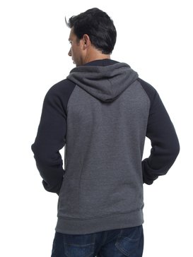 quiksilver, Moletom Canguru Fechado Raglan c/ Capuz Stadium Color Block Quiksilver, TRUE BLAK / BALTIC BLUE (blk) QK MOLETOM CANGURU STADIUM COLOR BLOCK BR65501792