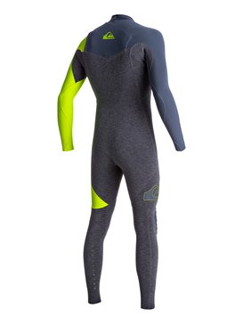 quiksilver, Wetsuit Long John 3/2mm Highline Series Vedado s/ Zíper Quiksilver, HEATHER SLATE/SLATE/SAFETY YELLOW (xkbg) QK LONG 3/2 HIGHLI. SERIES ZIPL. GBS IMP BR79020121