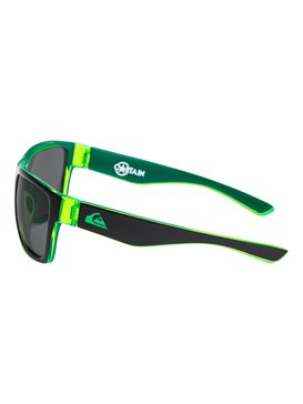 quiksilver, Captain - Sonnenbrille für Jungen 8-16, SHINY BLACK-GREEN/ GREY (xkss) Captain - Sunglasses for Boys 8-16 EQBEY03003