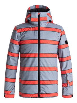 quiksilver, Mission - Snow Jacket for Boys 8-16, MANDARIN RED DOUBLE STRIPED (nms3) Mission - Snow Jacket for Boys 8-16 EQBTJ03061