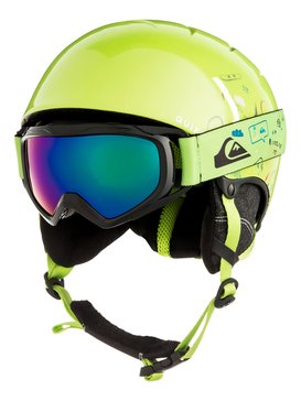 quiksilver, The Game Pack - Conjunto de casco y máscara para Chicos 8-16, LIME GREEN_MOAM TATT (gjz3) The Game Pack - Helmet and Goggle Set for Boys 8-16 EQBTL03001