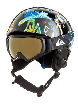 quiksilver, The Game Pack - Conjunto de casco y máscara para Chicos 8-16, BLACK_A NIGHT AT THE MOUNTAIN (kvj1) The Game Pack - Helmet and Goggle Set for Boys 8-16 EQBTL03001