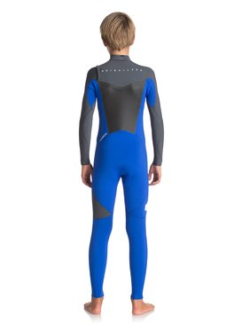 quiksilver, 4/3mm Syncro Series - Traje de surf GBS con cremallera en el pecho, HV ROYAL/ GUN METAL/ WHITE (xpkw) 4/3mm Syncro Series - Chest Zip GBS Wetsuit EQBW103021
