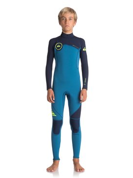 quiksilver, 3/2mm Syncro Series - Traje de Surf con Cremallera en la Espalda, MARINA/ BLUE NIGHTS/ SAFETY YE (xbbg) 3/2mm Syncro Series - Back Zip Wetsuit EQBW103022