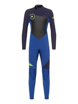 quiksilver, 3/2mm Syncro Series - Traje de surf GBS con cremallera trasera para Chicos 8-16, NITE BLUE/BLUE RIBBON (xbbb) 3/2mm Syncro Series - Back Zip GBS Wetsuit for Boys 8-16 EQBW103023