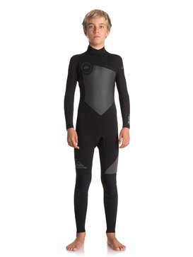 quiksilver, 3/2mm Syncro Series - Traje de surf GBS con cremallera trasera para Chicos 8-16, BLACK/ BLACK/ JET BLACK (xkkk) 3/2mm Syncro Series - Back Zip GBS Wetsuit for Boys 8-16 EQBW103023