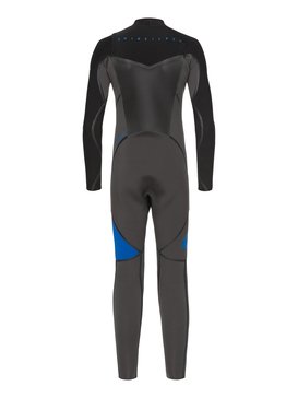 quiksilver, 3/2mm Syncro Plus - Traje de surf con cremallera en el pecho para Chicos 8-16, BLACK/JET BLACK/DEEP CYANINE (xkbc) 3/2mm Syncro Plus - Chest Zip Wetsuit for Boys 8-16 EQBW103026