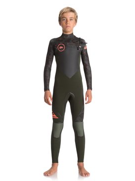 quiksilver, 4/3mm Syncro Plus - Traje de surf con cremallera en el pecho, DARK IVY/ CAMO/ SHRIMP PINK (xgcn) 4/3mm Syncro Plus - Chest Zip Wetsuit EQBW103029
