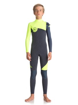 quiksilver, 3/2mm Highline Series - Reißverschlussloser Neoprenanzug, HEATHER SLATE/ SAFETY YELLOW/ (xkgb) 3/2mm Highline Series - Zipperless Wetsuit EQBW103034