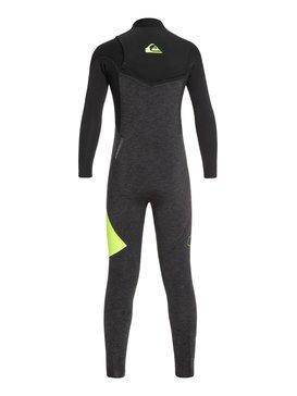 quiksilver, 4/3mm Highline Series - Reißverschlussloser Neoprenanzug für Jungen 8-16, BLACK HEATHER/SAFETY YELLOW (xccy) 4/3mm Highline Series - Zipperless Wetsuit for Boys 8-16 EQBW103035