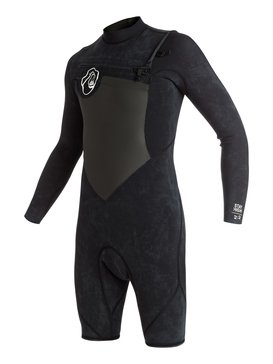 quiksilver, High Dye 2/2mm - Springsuit met Lang Mouw en Borstrits, BLACK (kvj0) High Dye 2/2mm - Chest Zip Long Sleeve Springsuit EQBW403000