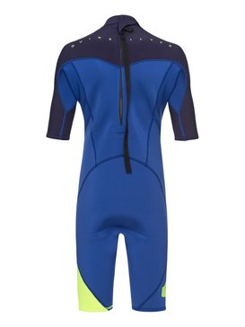 quiksilver, 2/2mm Syncro Series - Traje de surf de primavera FLT con manga corta y cremallera en la espalda para Chicos 8-16, NITE BLUE/BLUE RIBBON (xbbb) 2/2mm Syncro Series - Short Sleeve Back Zip FLT Springsuit for Boys 8-16 EQBW503004