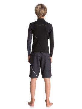quiksilver, 1mm Syncro Series - Top de manga larga de neopreno para surf para Chicos 8-16, GUN METAL/ SAFETY YELLOW (xkkg) 1mm Syncro Series - Long Sleeve Neoprene Surf Top for Boys 8-16 EQBW803003