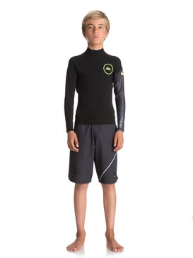 quiksilver, 1mm Syncro Series - Long Sleeve Neoprene Surf Top, GUN METAL/ SAFETY YELLOW (xkkg) 1mm Syncro Series - Long Sleeve Neoprene Surf Top EQBW803003