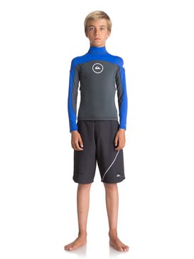 quiksilver, 1mm Syncro Series - Top de Neopreno de Manga Larga para Chicos 8-16, GUN METAL/ HV ROYAL/ WHITE (xkpw) 1mm Syncro Series - Long Sleeve Neoprene Top for Boys 8-16 EQBW803004