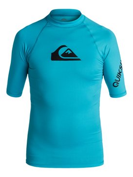 quiksilver, All Time - Short Sleeve UPF 50 Rash Vest for Boys 8-16, BLUE DANUBE (bms0) All Time - Short Sleeve UPF 50 Rash Vest for Boys 8-16 EQBWR03006