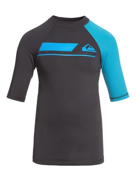 quiksilver, Active - Licra de Manga Corta con Protección Solar UPF 50 para Chicos 8-16, TARMAC/ CENDRE BLUE (xkkb) Active - Short Sleeve UPF 50 Rash Vest for Boys 8-16 EQBWR03036