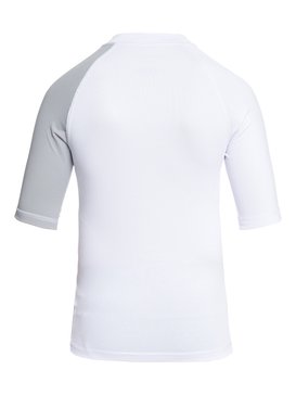 quiksilver, Active - Licra de Manga Corta con Protección Solar UPF 50 para Chicos 8-16, WHITE/SLEET (xwws) Active - Short Sleeve UPF 50 Rash Vest for Boys 8-16 EQBWR03036