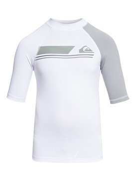 quiksilver, Active - Licra de Manga Corta con Protección Solar UPF 50 para Chicos 8-16, WHITE/SLEET (xwws) Active - Short Sleeve UPF 50 Rash Vest for Boys 8-16 EQBWR03036