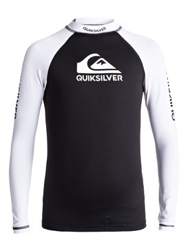 quiksilver, On Tours - Licra de Manga Larga con Protección Solar UPF 50 para Chicos 8-16, BLACK (kvj0) On Tours - Long Sleeve UPF 50 Rash Vest for Boys 8-16 EQBWR03040