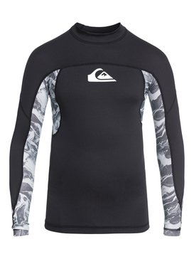 quiksilver, Slashs - Licra de Manga Larga con Protección Solar UPF 50 para Chicos 8-16, BLACK (kvj0) Slashs - Long Sleeve UPF 50 Rash Vest for Boys 8-16 EQBWR03044