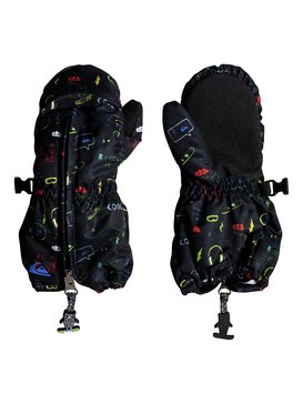 quiksilver, Indie - Moufles de ski/snowboard pour Garçon 2-7 ans, BLACK_MAOAM TATT (kvj6) Indie - Ski/Snowboard Mittens for Boys 2-7 EQKHN03004
