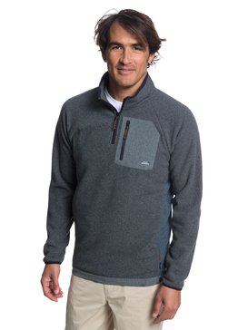 quiksilver, Waterman Bigger Boat - Gebondetes Sweatshirt mit Halbreißverschluss für Männer, CHARCOAL HEATHER (ktah) Waterman Bigger Boat - Half-Zip Bonded Sweatshirt for Men EQMFT03027