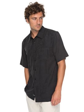 quiksilver, Waterman Malama Bay Short Sleeve Shirt, BLACK (kvj0) MALAMA BAY EQMWT03116