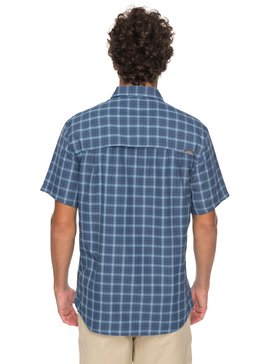 quiksilver, Waterman Wake Plaid 2 - Technisch Overhemd met Korte Mouwen, DARK DENIM WAKE PLAID (brq1) Waterman Wake Plaid 2 - Technical Short Sleeve Shirt EQMWT03123