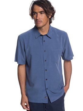 quiksilver, Waterman Cane Island Short Sleeve Shirt, BLUE INDIGO (bpy0) CANE ISLAND EQMWT03149