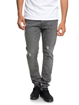 Low Bridge Grey Damaged - Slim Fit Drop Crotch Jeans for Men  EQYDP03371