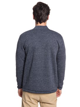 quiksilver, Kurow Sherpa - Sweat zippé style bomber en matière contrecollée pour Homme, BLUE NIGHTS HEATHER (bsth) Kurow Sherpa - Bonded Zip-Up Bomber Sweatshirt for Men EQYFT03832
