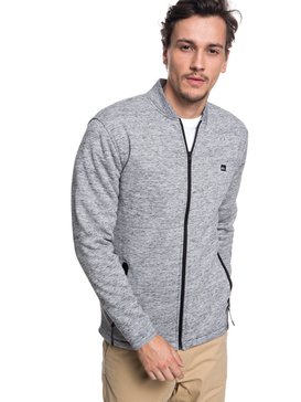 quiksilver, Kurow Sherpa - Sweat zippé style bomber en matière contrecollée pour Homme, LIGHT GREY HEATHER (sjsh) Kurow Sherpa - Bonded Zip-Up Bomber Sweatshirt for Men EQYFT03832