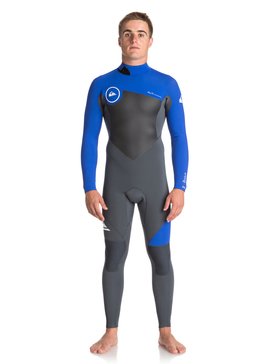 quiksilver, 3/2mm Syncro Series - Traje de surf GBS con cremallera trasera para Hombre, GUN METAL/ HV ROYAL/ WHITE (xkpw) 3/2mm Syncro Series - Back Zip GBS Wetsuit for Men EQYW103037
