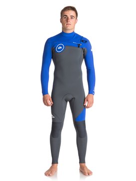 quiksilver, 3/2mm Syncro Series - Traje de surf GBS con cremallera en el pecho para Hombre, GUN METAL/ HV ROYAL/ WHITE (xkpw) 3/2mm Syncro Series - Chest Zip GBS Wetsuit for Men EQYW103038