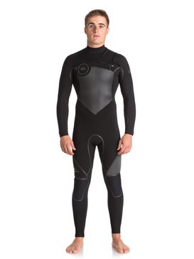 quiksilver, 4/3mm Syncro Plus - Traje de surf con cremallera en el pecho para Hombre, BLACK/ BLACK/ JET BLACK (xkkk) 4/3mm Syncro Plus - Chest Zip Wetsuit for Men EQYW103044
