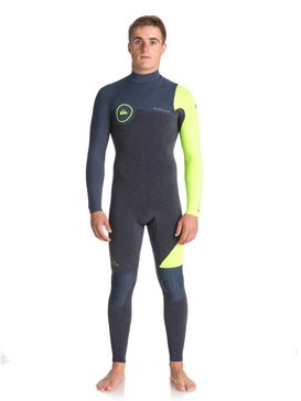quiksilver, 4/3mm Highline Series - Reißverschlussloser Neoprenanzug für Männer, HEATHER SLATE/ SLATE/ SAFETY Y (xkbg) 4/3mm Highline Series - Zipperless Wetsuit for Men EQYW103051